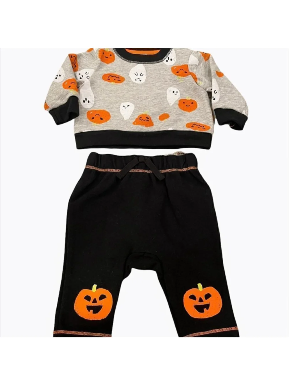 Cat & Jack Infants Size 0-3 Months Halloween Outfit 2 Piece Ghost Pumpkins NWT